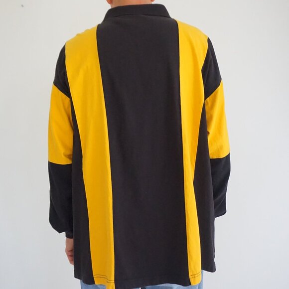 The Edge NFL Black Yellow Pittsburgh Steelers Cotton Rugby Shirt Embroidered XL - Picture 2 of 9